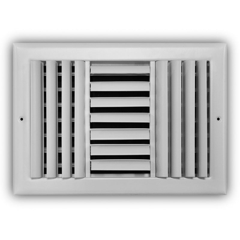 TRUaire 303M12X08, 12x8 3-Way Air Register, White Steel Sidewall & Ceiling Air Vent, 303M Series