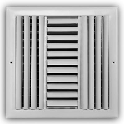 TRUaire 303M12X12, 12x12 3-Way Air Register, White Steel Sidewall & Ceiling Air Vent, 303M Series