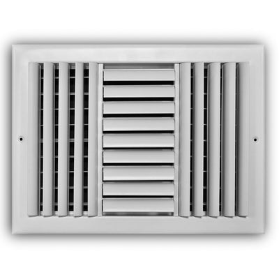 TRUaire 303M14X10, 14x10 3-Way Air Register, White Steel Sidewall & Ceiling Air Vent, 303M Series