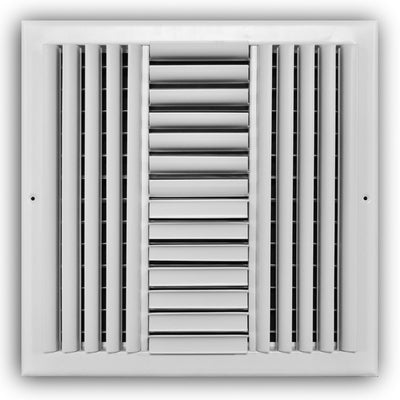 TRUaire 304M14X14, 14x14 4-Way Air Register, White Steel Sidewall & Ceiling Air Vent, 304M Series