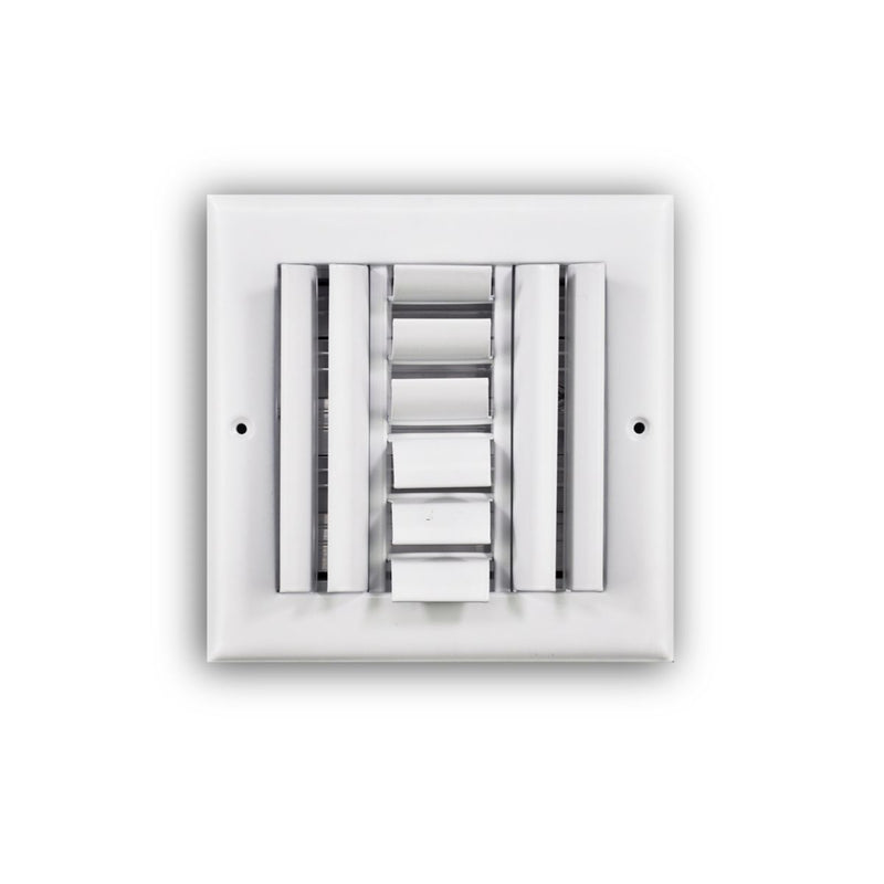 TRUaire 304O06X06, 6x6 4-Way Air Register, White Steel Sidewall & Ceiling Air Vent with Opposed Blade Damper, 304 Series