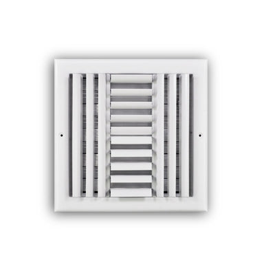 TRUaire 304O10X10, 10x10 4-Way Air Register, White Steel Sidewall & Ceiling Air Vent with Opposed Blade Damper, 304 Series