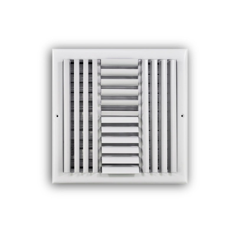 TRUaire 304O12X12, 12x12 4-Way Air Register, White Steel Sidewall & Ceiling Air Vent with Opposed Blade Damper, 304 Series