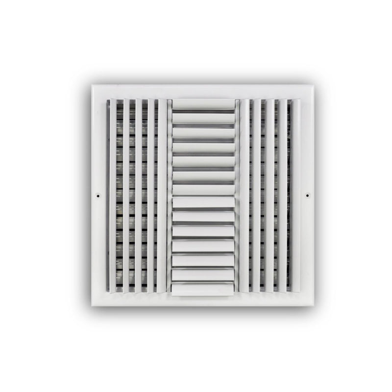 TRUaire 304O14X14, 14x14 4-Way Air Register, White Steel Sidewall & Ceiling Air Vent with Opposed Blade Damper, 304 Series