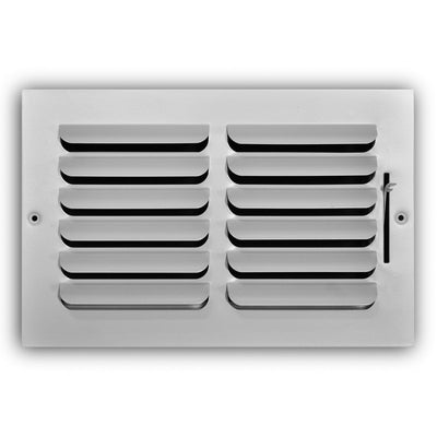 TRUaire 401M10X06, 10x6 1-Way Air Register, White Steel Sidewall & Ceiling Air Vent, 401M Series