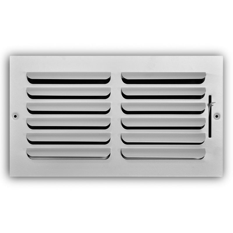 TRUaire 401M12X06, 12x6 1-Way Air Register, White Steel Sidewall & Ceiling Air Vent, 401M Series