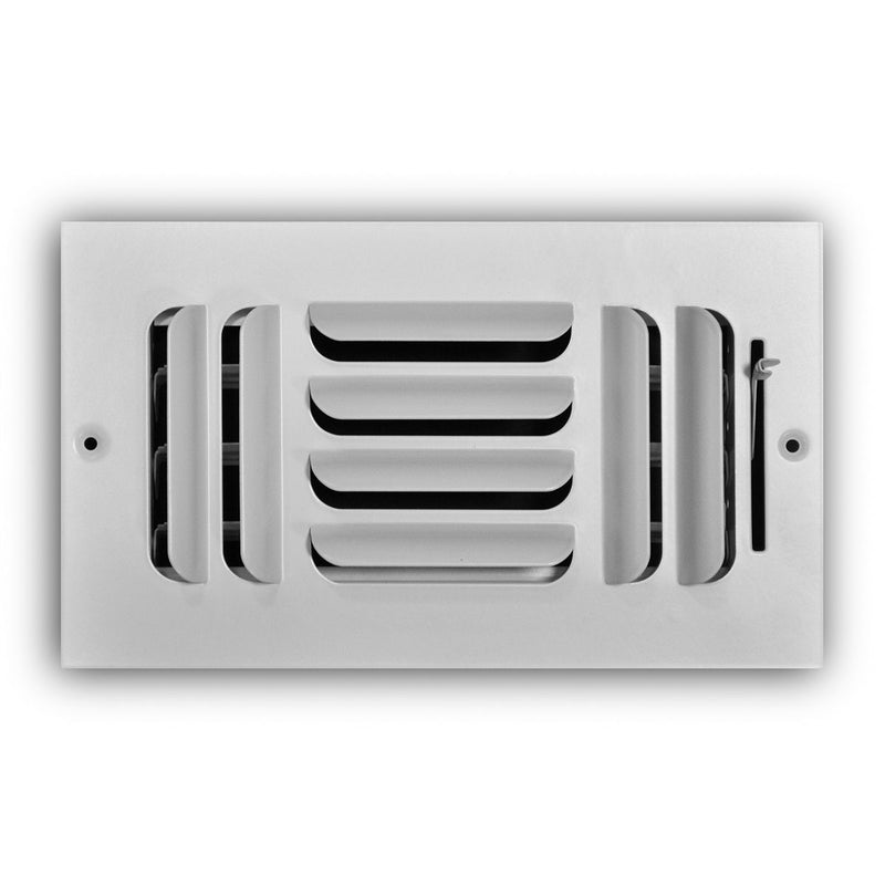 TRUaire 403M08X04, 8x4 3-Way Air Register, White Steel Sidewall & Ceiling Air Vent, 403M Series