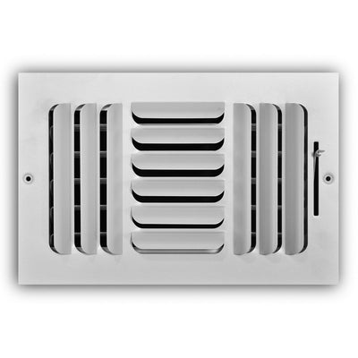 TRUaire 403M10X06, 10x6 3-Way Air Register, White Steel Sidewall & Ceiling Air Vent, 403M Series