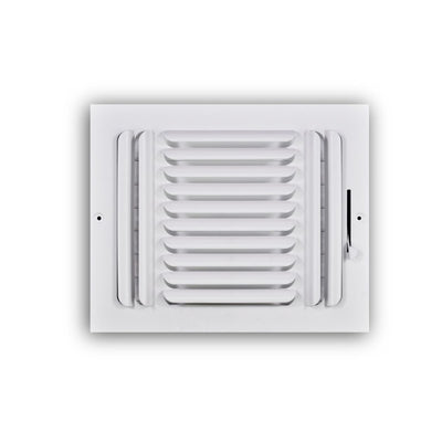 TRUaire 403M10X08, 10x8 3-Way Air Register, White Steel Sidewall & Ceiling Air Vent, 403M Series