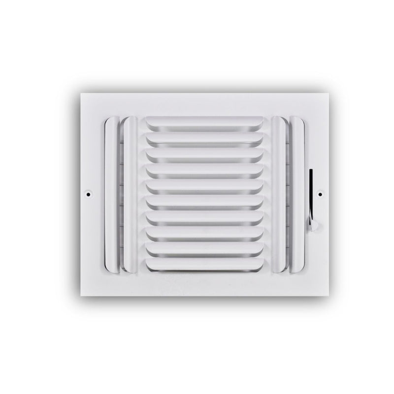 TRUaire 403M10X08, 10x8 3-Way Air Register, White Steel Sidewall & Ceiling Air Vent, 403M Series