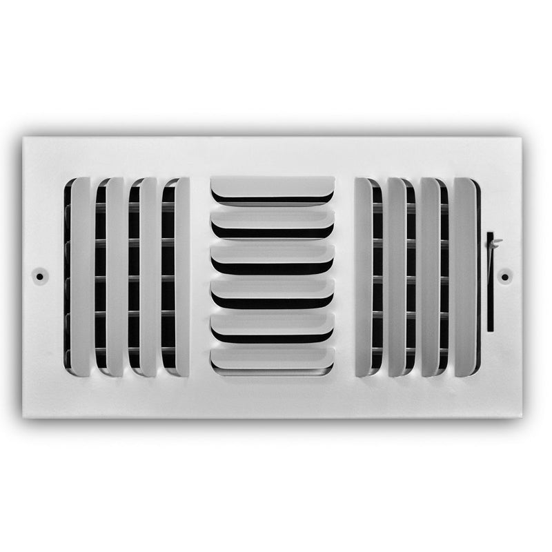 TRUaire 403M12X06, 12x6 3-Way Air Register, White Steel Sidewall & Ceiling Air Vent, 403M Series