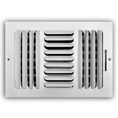 TRUaire 403M12X08, 12x8 3-Way Air Register, White Steel Sidewall & Ceiling Air Vent, 403M Series
