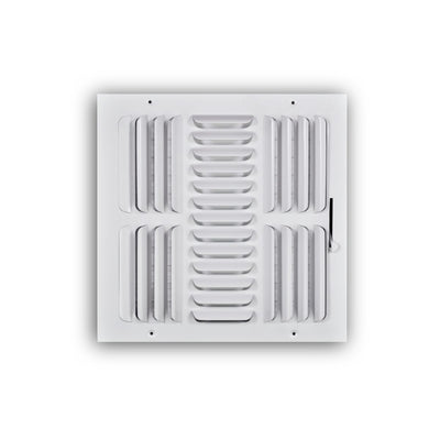 TRUaire 403M12X12, 12x12 3-Way Air Register, White Steel Sidewall & Ceiling Air Vent, 403M Series
