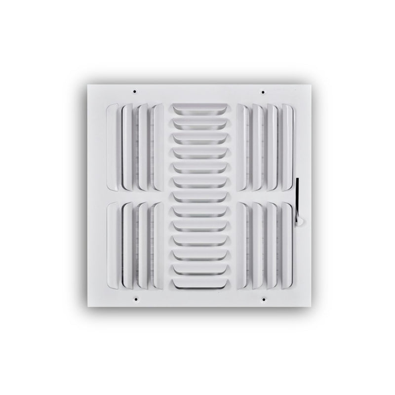 TRUaire 403M12X12, 12x12 3-Way Air Register, White Steel Sidewall & Ceiling Air Vent, 403M Series