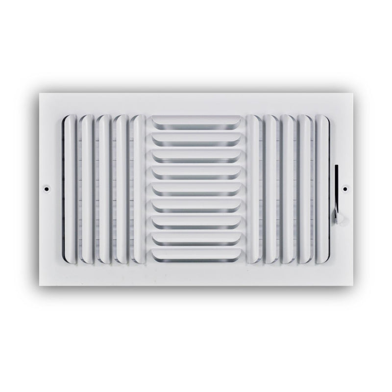 TRUaire 403M14X08, 14x8 3-Way Air Register, White Steel Sidewall & Ceiling Air Vent, 403M Series