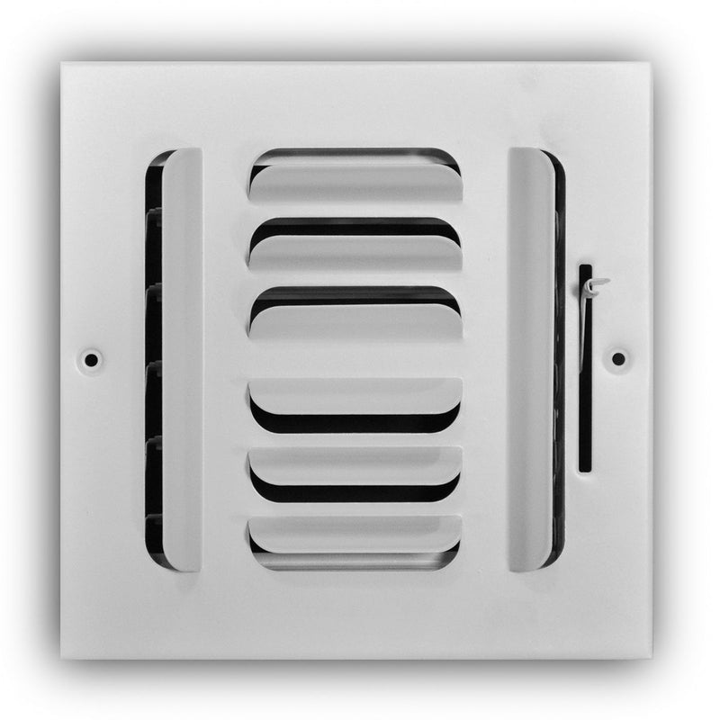 TRUaire 404M06X06, 6x6 4-Way Air Register, White Steel Sidewall & Ceiling Air Vent, 404M Series