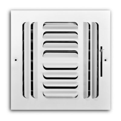 TRUaire 404M08X08, 8x8 4-Way Air Register, White Steel Sidewall & Ceiling Air Vent, 404M Series