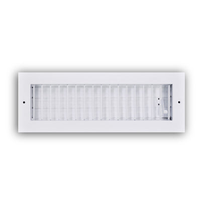 TRUaire A210VM14X04, 14x4 1-Way Air Register, White Aluminum, Steel Sidewall & Ceiling Air Vent, A210VM Series