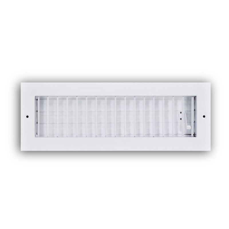 TRUaire A210VM14X04, 14x4 1-Way Air Register, White Aluminum, Steel Sidewall & Ceiling Air Vent, A210VM Series