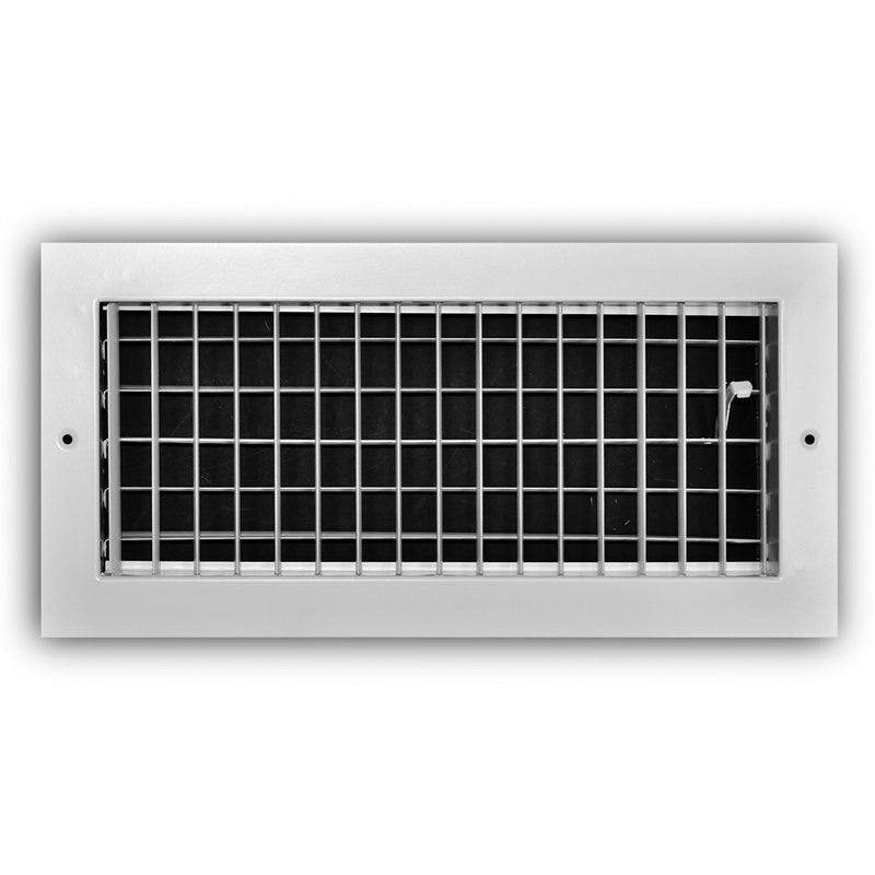 TRUaire A210VM14X06, 14x6 1-Way Air Register, White Aluminum, Steel Sidewall & Ceiling Air Vent, A210VM Series