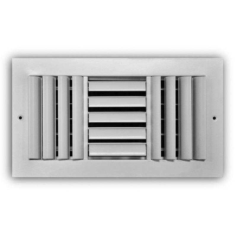 TRUaire A303M12X06, 12x6 3-Way Curved Blade Air Register, White Aluminum Sidewall & Ceiling Air Vent, A303M Series