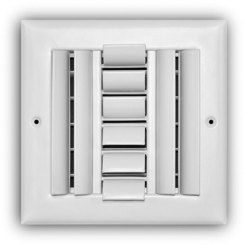 TRUaire A304M06X06, 6x6 4-Way Curved Blade Air Register, White Aluminum Sidewall & Ceiling Air Vent, A304M Series