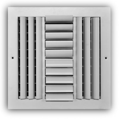 TRUaire A304M10X10, 10x10 4-Way Curved Blade Air Register, White Aluminum Sidewall & Ceiling Air Vent, A304M Series