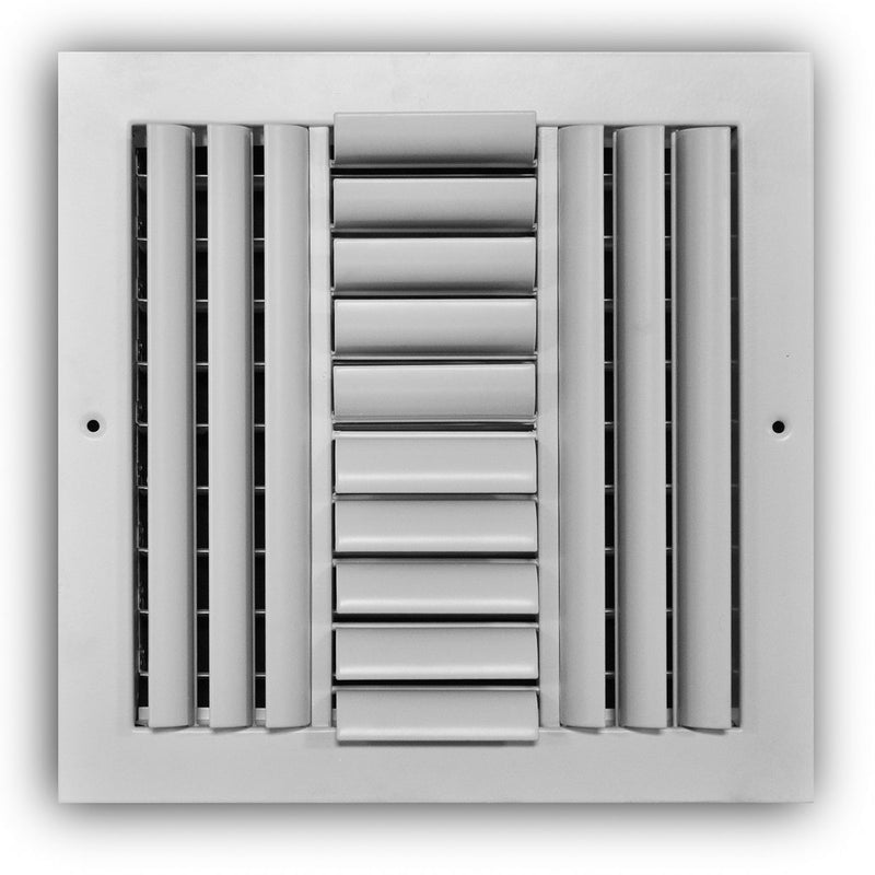 TRUaire A304M10X10, 10x10 4-Way Curved Blade Air Register, White Aluminum Sidewall & Ceiling Air Vent, A304M Series