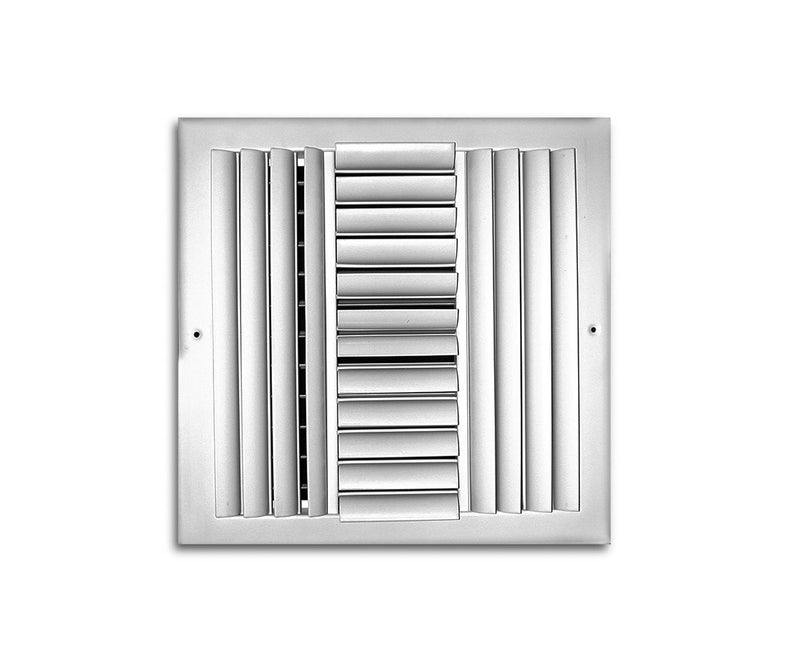 TRUaire A304M14X14, 14x14 4-Way Curved Blade Air Register, White Aluminum Sidewall & Ceiling Air Vent, A304M Series