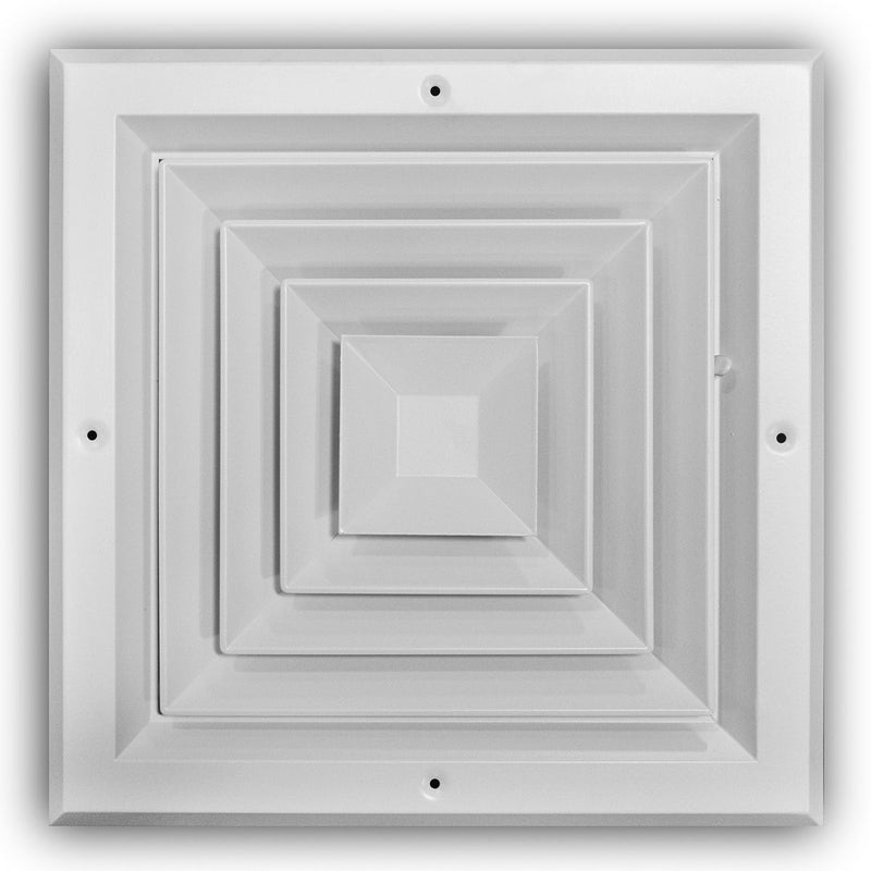 TRUaire A504M10X10, 10x10 4-Way Ceiling Diffuser, White Aluminum Ceiling Air Vent, A504M Series