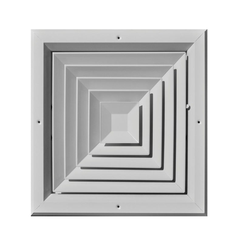 TRUaire A504M12X12, 12x12 4-Way Ceiling Diffuser, White Aluminum Ceiling Air Vent, A504M Series