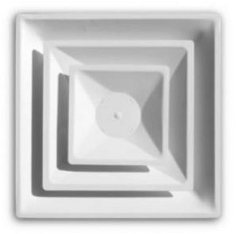 Tuttle & Bailey S120062424LTWH, 24x24 Step-Down T-Bar Ceiling Diffuser, 6 in Neck, White Steel Ceiling Air Vent
