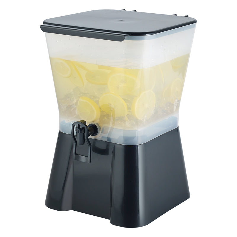 Winco PBD-3SK 3 Gallon Square Beverage Dispenser - Black Plastic Dripless Faucet Detachable Reservoir