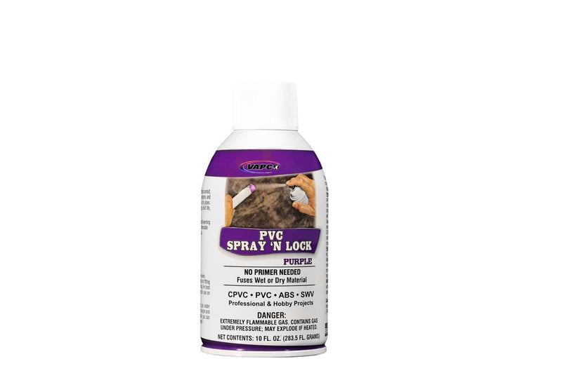 Vapco PVC-SNLP, PVC SPRAY 'N LOCK is an aerosol chemical bonding solvent for use with PVC, CPVC, ABS and SWV material., 10 Fluid Ounce