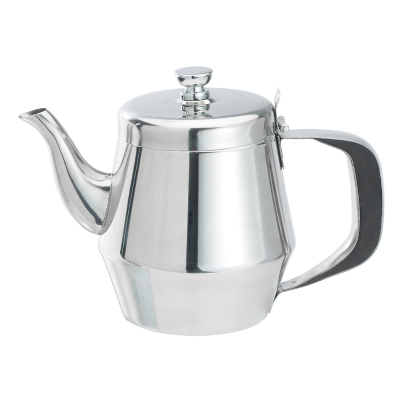 Winco JB2920 20 Oz Stainless Steel Gooseneck Teapot - Mirror Finish Bakelite Handle