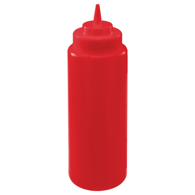 Winco PSW-32R 32 Oz Squeeze Bottle BPA Free Plastic Red 6 Packs