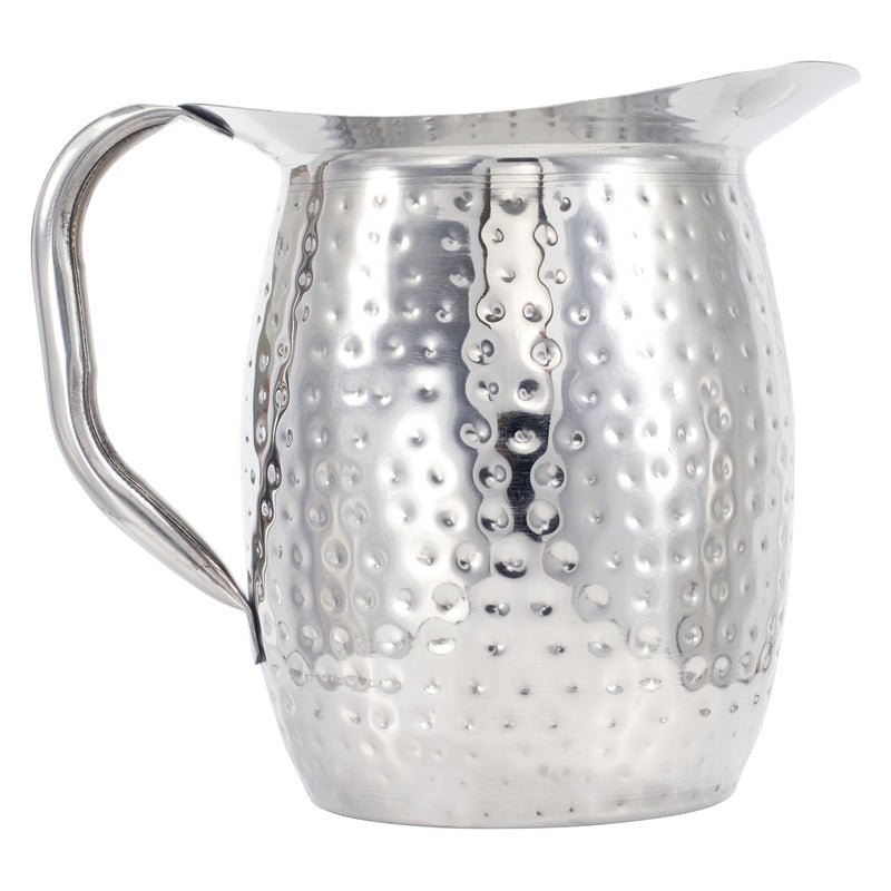 Winco WPB-3H 3 Qt Hammered Bell Pitcher Ergonomic Handle Stainless Steel
