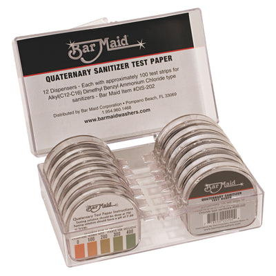 Winco DIS-202 Bar Maid Quaternary Sanitizer Strips in Dispenser
