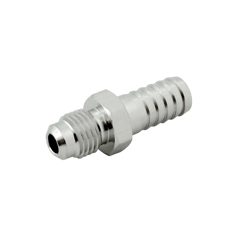 Hose Stem - 304 Stainless Steel - 1/4"Male Flare (MFL) X 3/8" Hose Barb