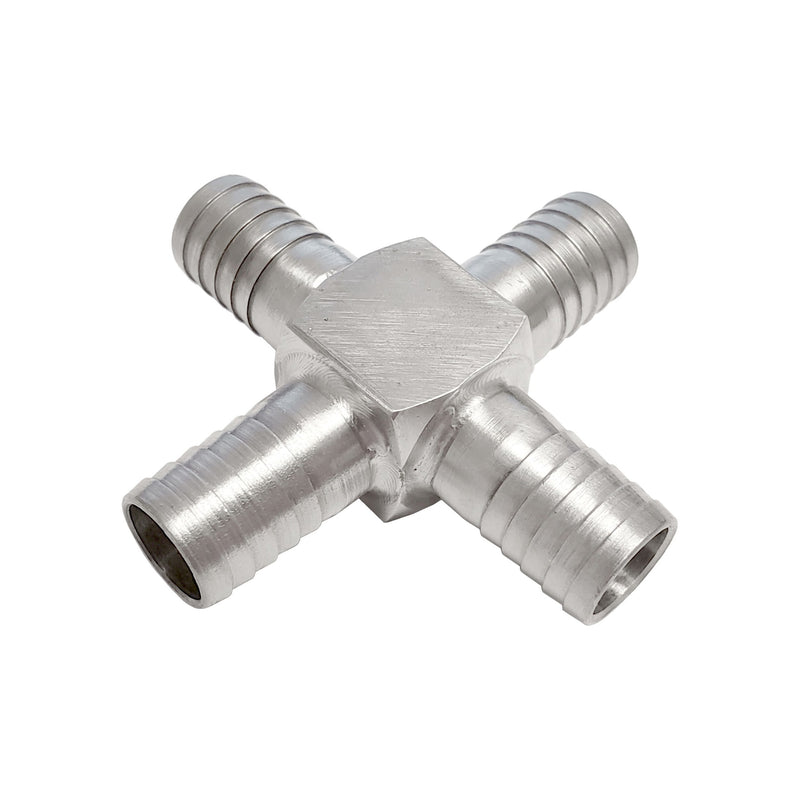 Cross - 304 Stainless Steel - 1/2" Hose Barb X 1/2" Hose Barb