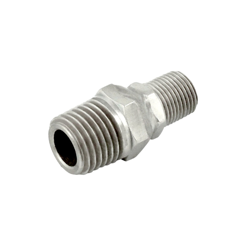 Hex Nipple - 304 Stainless Steel - 1/8"Male Pipe Thread (MPT) X 1/4"Male Pipe Thread (MPT)