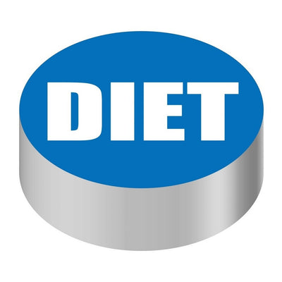 Bargun Button Cap, Round, Diet, Blue Cap, White Letter - PH10-74-069
