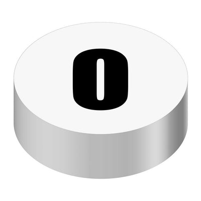Bargun Button Cap, Round, O, White Cap, Black Letter - PH10-74-018