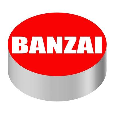 Bargun Button Cap, Round, Banzai, Red Cap, Yellow Letter - PH10-74-176