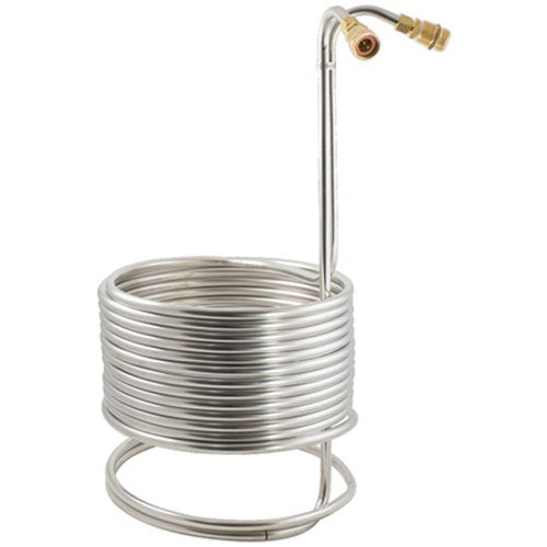 50 ft x 1/2 in Stainless Steel Wort Chiller with Brass Fittings