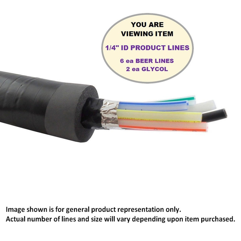 Trunkline | 6 Lines Beer (1/4" ID) + 2 Lines Glycol (3/8" ID) - 3/4" Insulation - by the foot