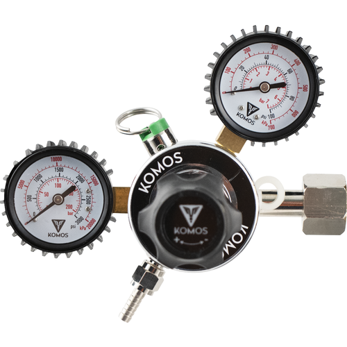 Komos® Dual Gauge CO2 Regulator with 65 PSI Pressure Relief Valve for Draft Beer / Kegerator
