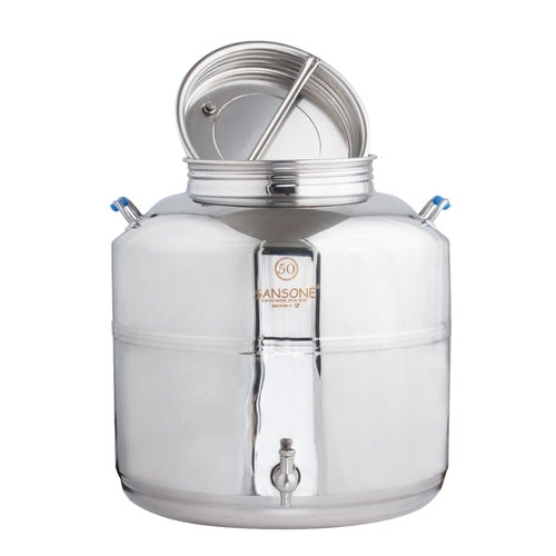 50L / 13.2 Gallon Stainless Fusti Tank | 1/2" BSP | Stainless Steel | Mirror Polish Finish | NSF Certified | Made in Italy by Sansone