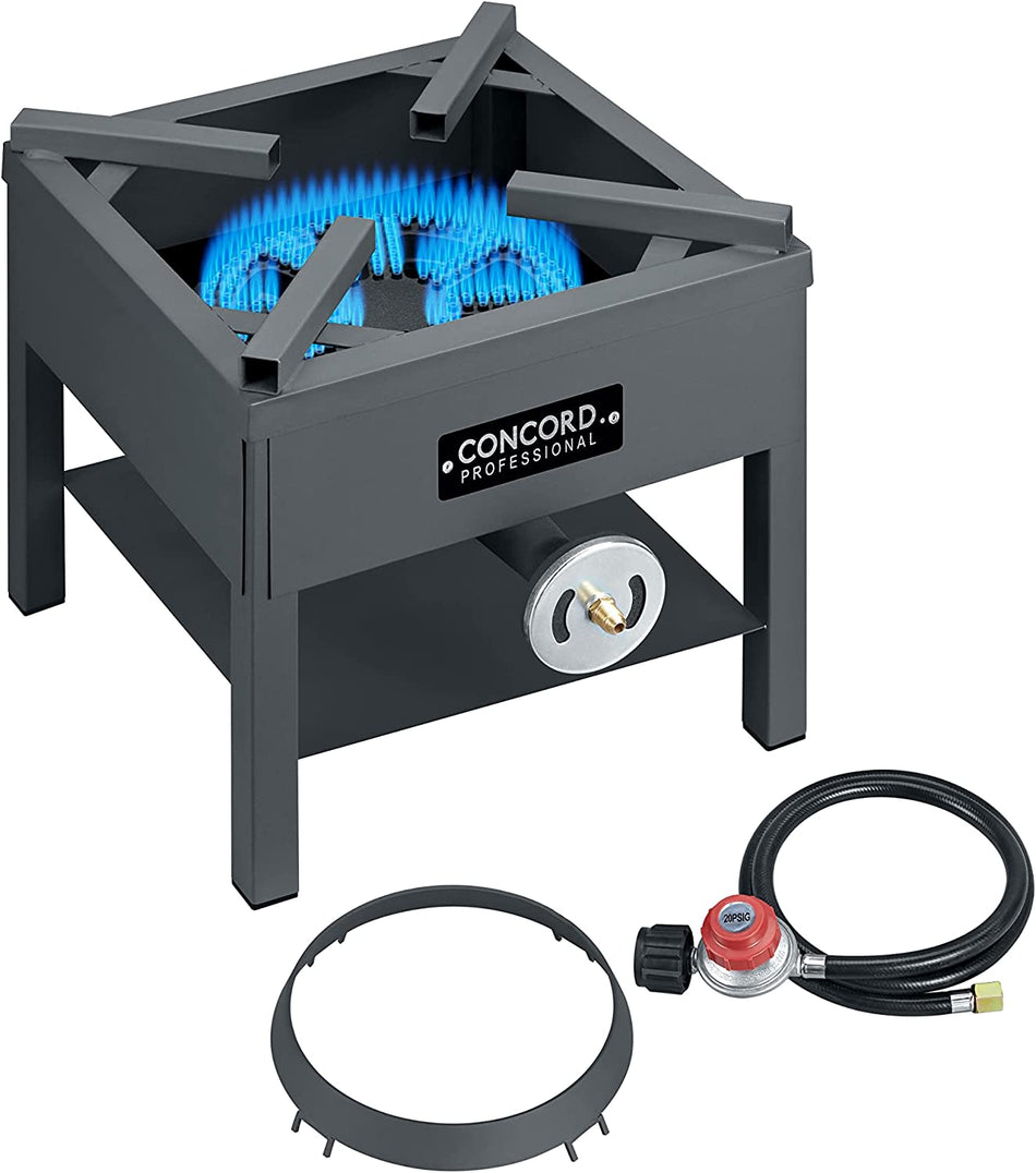 Concord Professional Single Banjo Wok Burner with Stand. Up to 270,000 BTU - Great for Home Brewing, Wok Stir Fry, Turkey, Etc. (16")