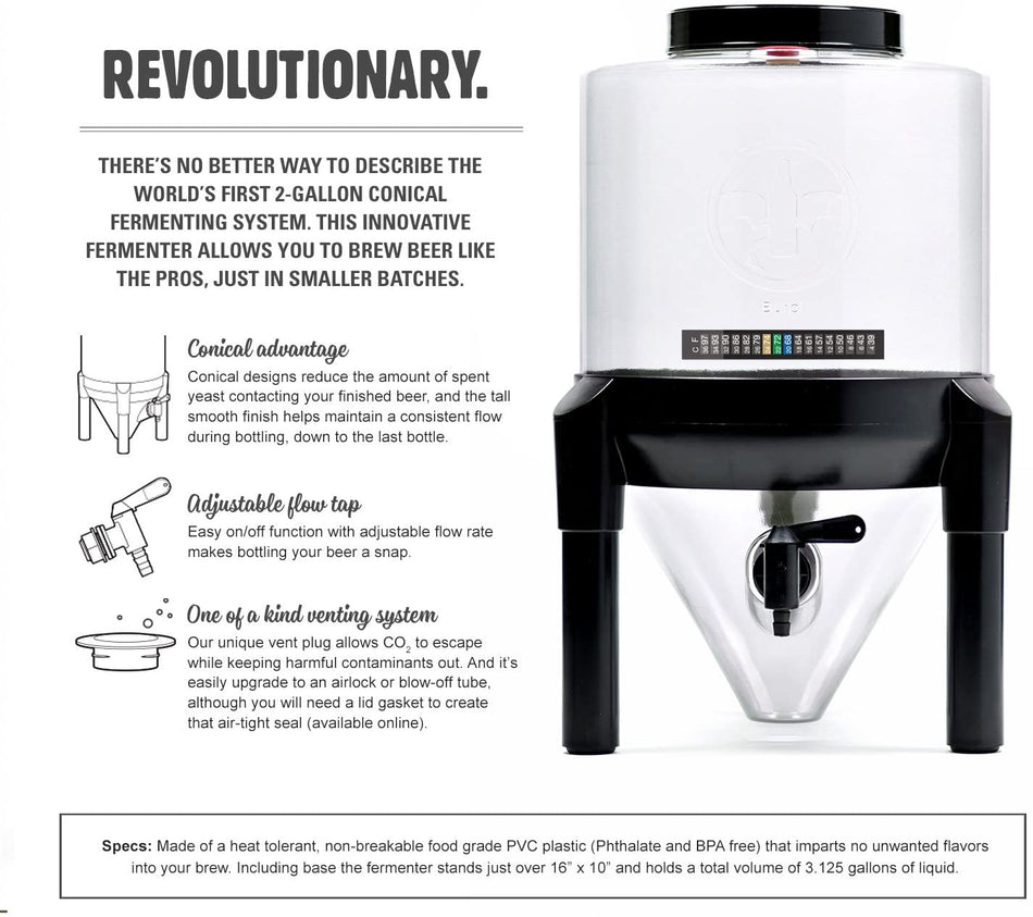 Craft Beer Brewing Kit Signature Pro Deluxe with Bottles - Conical Fermenter Eliminates Sediment and Makes Great Tasting Home Brewed Beer - 2 gallon Pilsner